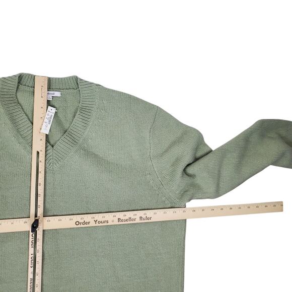 NEW Madewell Wool Blend V-neck Sweater Mens XL Green Pullover Long Sleeve Knit - Picture 12 of 13